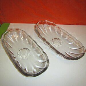 Vintage Anchor Hocking Banana Split Glass Serving Dish, Set of 2, Clear
